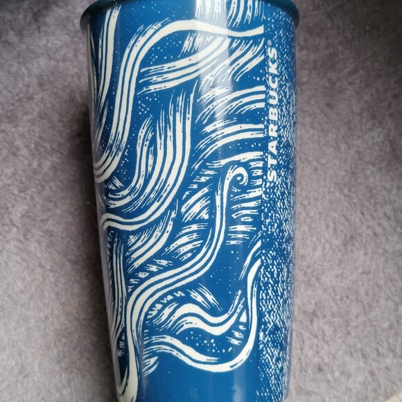 Starbucks Tumbler 2016 Limited Edition Blue Siren Gold Crown with Lid GUC "BIN B - Picture 4 of 11